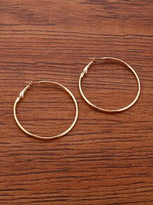 Minimalist Hoop Earrings - Yellow Gold - View 2