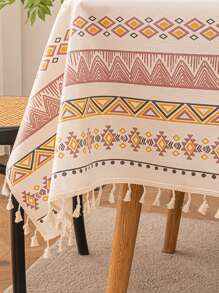 1入組幾何樣式波西米亞滌綸流蘇裝飾桌布 - 彩色 - 查看 5