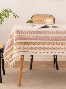 1入組幾何樣式波西米亞滌綸流蘇裝飾桌布 - 彩色 - 查看 6