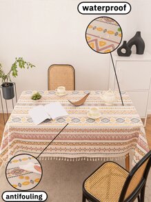 1入組幾何樣式波西米亞滌綸流蘇裝飾桌布 - 彩色 - 查看 7