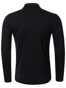 Men Striped Trim Polo Shirt - Black - View 2