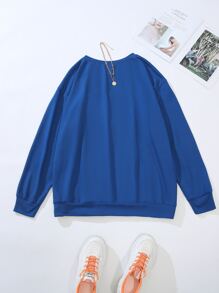 Mulvari Plus Figure Graphic Bow Front Sweatshirt - Blue - View 2