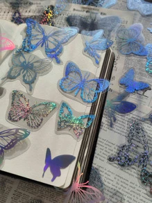 45入組鐳射蝴蝶樣式貼紙 - 彩色 - 查看 1