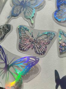 45入組鐳射蝴蝶樣式貼紙 - 彩色 - 查看 4