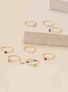 8pcs/set Rhinestone Decor Nose Ring Copper Popular Piercing Body Jewelry Gift For Women & Men - Multicolor - View 3