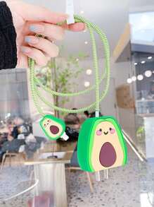 2 miếng bảo vệ cáp dữ liệu thiết kế quả bơ tương thích với iPhone - Nhiều màu - Xem 1