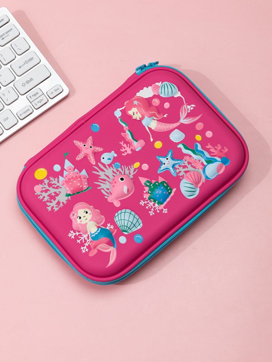 1入組卡通圖案文具袋可愛學生便攜筆袋文具收納袋