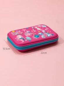 1入組卡通圖案文具袋可愛學生便攜筆袋文具收納袋