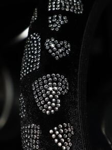 冬季闪亮心形水钻闪亮毛绒方向盘套 适用于汽车内饰配件 - 彩色 - 查看 3