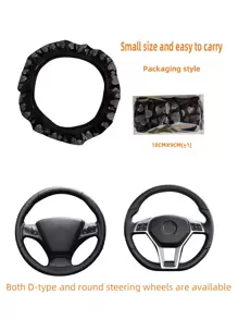 冬季闪亮心形水钻闪亮毛绒方向盘套 适用于汽车内饰配件 - 彩色 - 查看 8