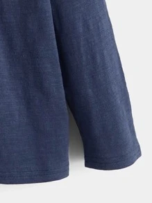 SHEIN Toddler Boys Quarter Button Placket Tee - Navy Blue - View 4