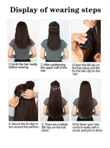 4pcs Clip In Medium Curly Synthetic Hair Extension - Brown - View 7