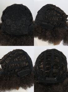Short Afro Curly Synthetic Wig - Black - View 6