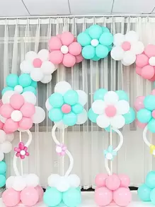 30 piezas Clip de modelado de globos con diseño de flores - Blanco - Ver 2