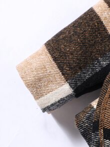 小男童格紋補丁貼口袋襯衫無毛衣