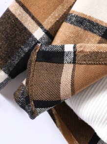 小男童格紋補丁貼口袋襯衫無毛衣