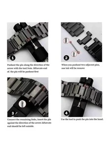 Stainless Steel Watchband Compatible With Samsung - Black - View 3