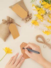 10 bộ/20 bộ Túi quà bằng vải bố có dây rút dùng cho đám cưới, tiệc tùng, quà tặng trang trí, Giáng sinh - Màu vàng - Xem 2