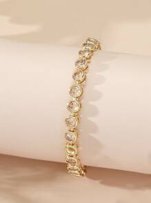Cubic Zirconia Decor Bracelet - Yellow Gold - View 2