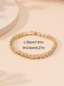 Cubic Zirconia Decor Bracelet - Yellow Gold - View 3