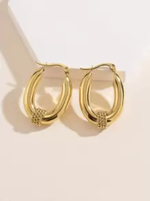 Bông tai có chi tiết xoắn - Vàng - Xem 1