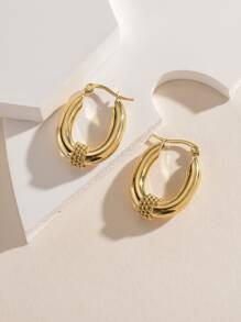 Bông tai có chi tiết xoắn - Vàng - Xem 2