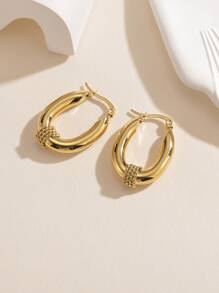 Bông tai có chi tiết xoắn - Vàng - Xem 3