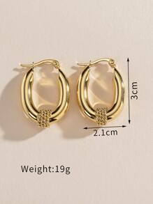 Bông tai có chi tiết xoắn - Vàng - Xem 5