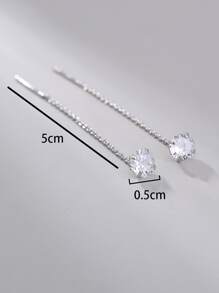 Nooxian 方晶鋯石裝飾耳線 - 銀色 - 查看 5