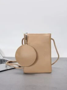 Mini Men Square Bag With Coin Purse - Brown - View 1