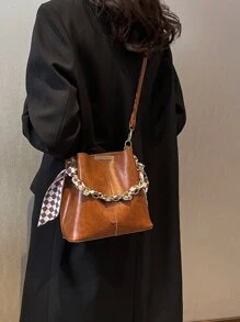 Túi Crossbody Nữ Chuỗi màu trơn Có thể điều chỉnh được Chuỗi Thanh lịch - màu nâu - Xem 2