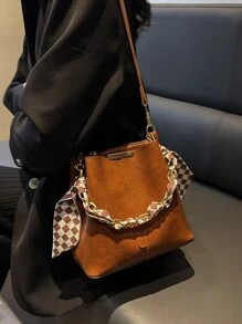 Túi Crossbody Nữ Chuỗi màu trơn Có thể điều chỉnh được Chuỗi Thanh lịch - màu nâu - Xem 4