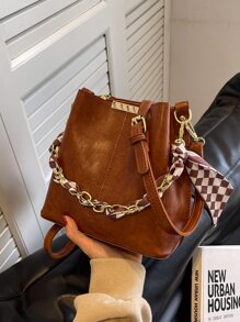 Túi Crossbody Nữ Chuỗi màu trơn Có thể điều chỉnh được Chuỗi Thanh lịch - màu nâu - Xem 5