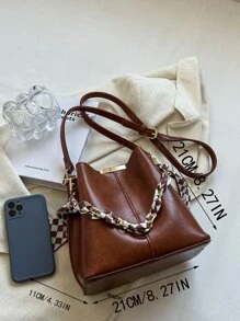 Túi Crossbody Nữ Chuỗi màu trơn Có thể điều chỉnh được Chuỗi Thanh lịch - màu nâu - Xem 6
