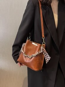 Túi Crossbody Nữ Chuỗi màu trơn Có thể điều chỉnh được Chuỗi Thanh lịch - màu nâu - Xem 7