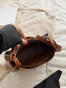 Túi vai màu trơn Có thể điều chỉnh được Đúng mốt - màu nâu - Xem 4