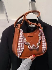 Túi vai màu trơn Có thể điều chỉnh được Đúng mốt - màu nâu - Xem 8