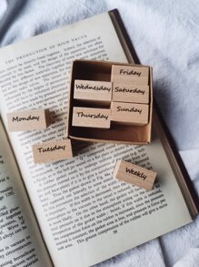 1件套字母圖案木制郵票 - 彩色 - 查看 1