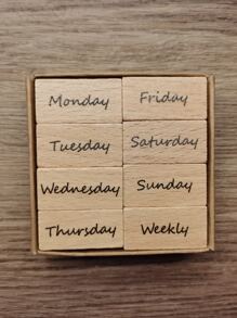 1件套字母圖案木制郵票 - 彩色 - 查看 2