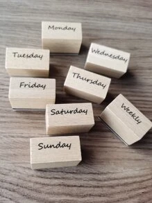 1件套字母圖案木制郵票 - 彩色 - 查看 4