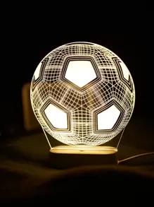 1pc Soccer Themed 3D Lamp Novelty USB Night Light Decorative Desk Light Unique LED Table Lamp - Yellow - View 2
