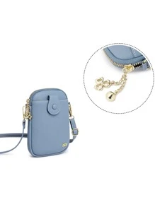 MIYIN Decor metalic Litchi în relief Portofel pentru telefon Geanta de umar Husa pentru telefon mobil Poșetă pentru telefon