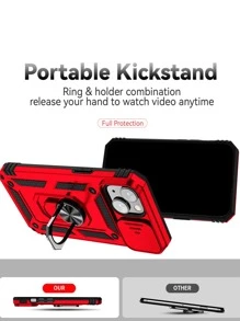 Apple Iphone 16 Slide Camera Cover Phone Case With Ring Holder Compatible With IPhone 15/15Pro/15Plus/15Promax Waterproof Shockproof Anti-Fall Scratch Resistant - Red - View 6