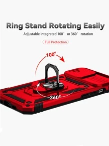 Apple Iphone 16 Slide Camera Cover Phone Case With Ring Holder Compatible With IPhone 15/15Pro/15Plus/15Promax Waterproof Shockproof Anti-Fall Scratch Resistant - Red - View 7