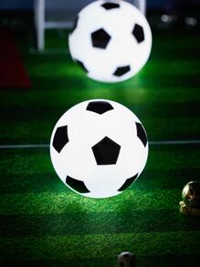 1 pieza Luz nocturna de bola de fútbol blanca con brillo LED, adorno de fútbol para decoración de la casa - Blanco - Ver 2