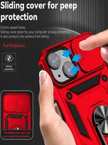 Apple Iphone 16 Slide Camera Cover Phone Case With Ring Holder Compatible With IPhone 15/15Pro/15Plus/15Promax Waterproof Shockproof Anti-Fall Scratch Resistant - Red - View 9