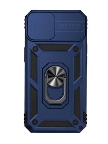 Blaue Handyhülle kompatibel mit iPhone 16, Männermodell, Farbblockdesign mit Ringhalterung & Kameraabdeckung