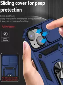 Blaue Handyhülle kompatibel mit iPhone 16, Männermodell, Farbblockdesign mit Ringhalterung & Kameraabdeckung