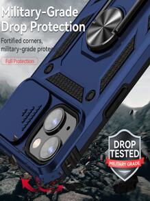 Blaue Handyhülle kompatibel mit iPhone 16, Männermodell, Farbblockdesign mit Ringhalterung & Kameraabdeckung