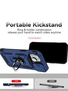 Blaue Handyhülle kompatibel mit iPhone 16, Männermodell, Farbblockdesign mit Ringhalterung & Kameraabdeckung